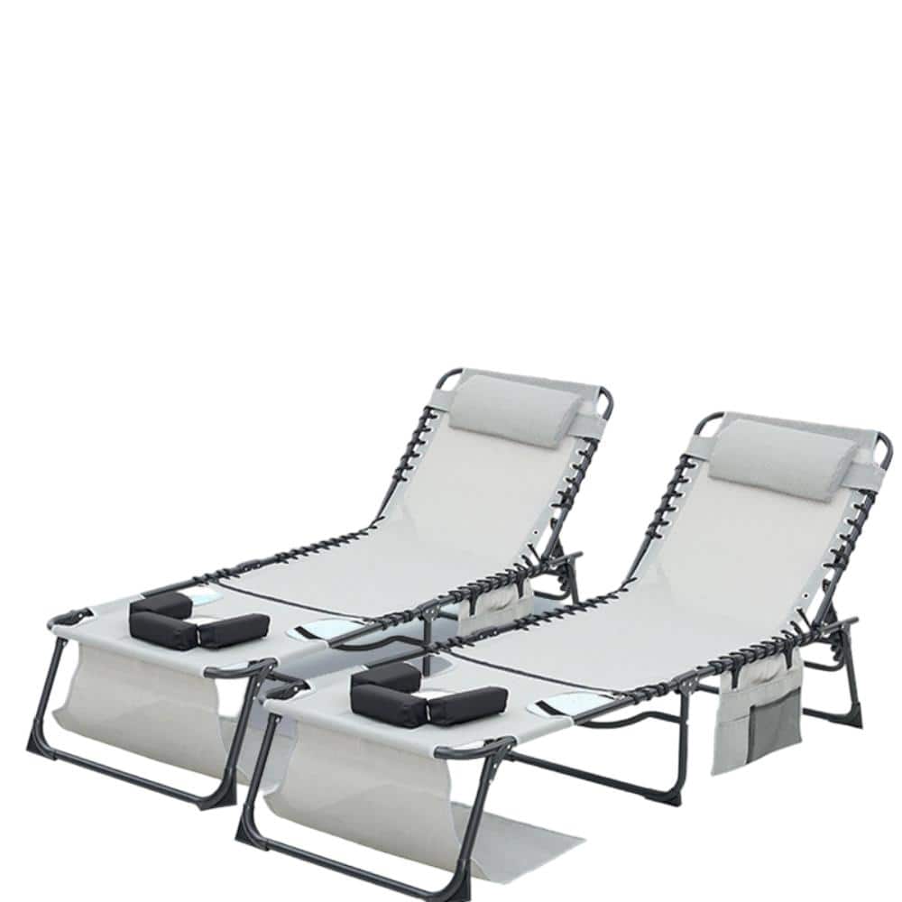 Face Down Metal Chaise Lounge Chair 5-Position Adjustable Sunbathing,Foldable Tanning Chair with Face-Gray,2 Pcs price history on PriceWatchPro