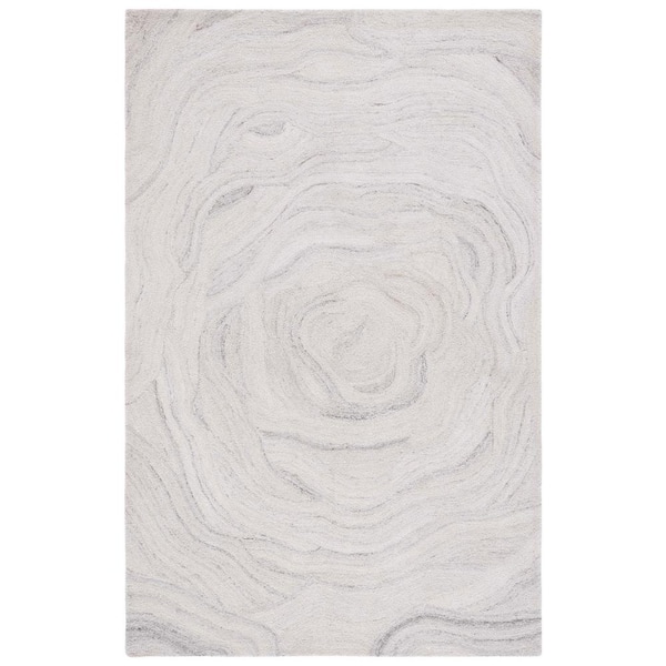 SAFAVIEH Abstract Light Gray/Beige Doormat 3 ft. x 5 ft. Floral Eclectic Area Rug