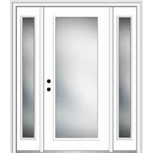 64.5 in. x 81.75 in. Micro Granite Right-Hand Full Lite Decorative Painted Fiberglass Prehung Front Door w/ Sidelites