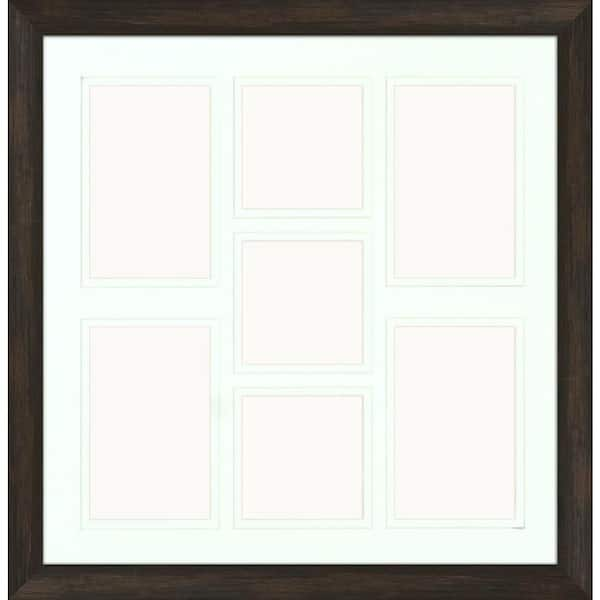 PTM Images 7-Opening Holds (4) 4 in. x 6 in. and (3) 4 in. x 4 in. Matted Brown Photo Collage Frame (Set of 2)