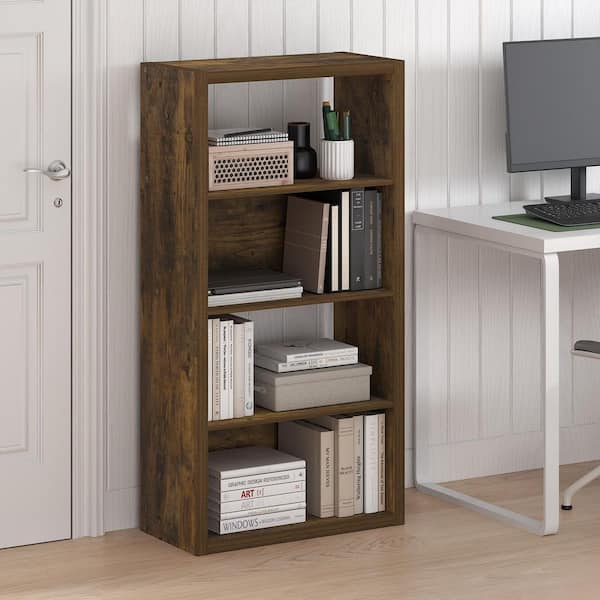 Furinno Viola 45.4 in. Tall Amber Pine Wood 4-Shelf Open Shelf Bookcase