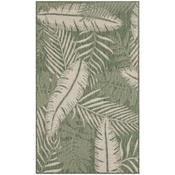 Garden Oasis Green Ivory 3 ft. x 5 ft. Nature-inspired Contemporary Area Rug