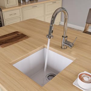 Undermount Granite Composite 16.13 in. Single Bowl Kitchen Sink in White