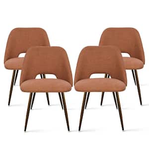 Upholstered Modern Cutout Back Dining Chair with Walnut Leg (Set of 4)