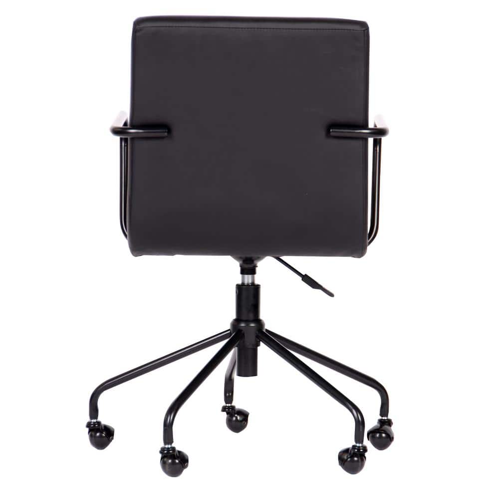 Logan Black Faux Leather Swivel Desk Chair with Metal Base
