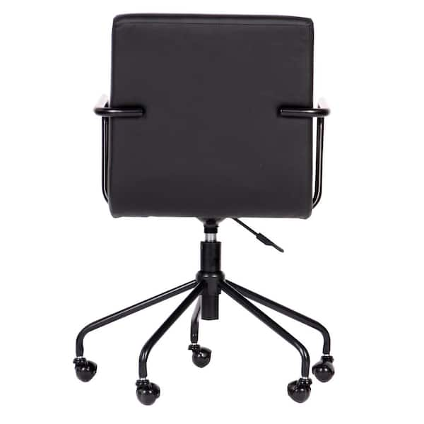 Black Vinyl Lab Desk Chair with No Foot Ring and Black Nylon Casters -  VDHST-RG-T0