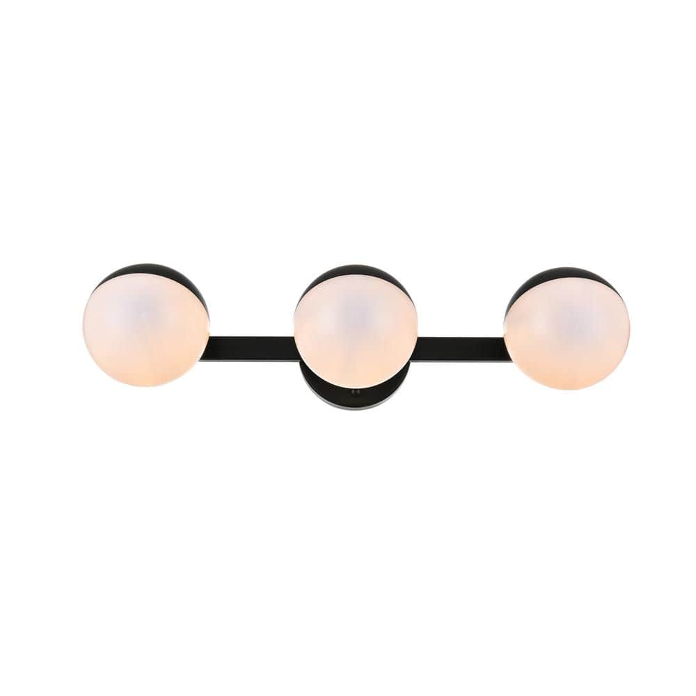 Simply Living 21 in. 3-Light Modern Black Vanity Light with Frosted White R