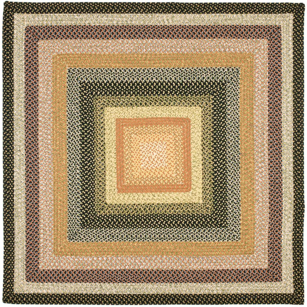 Handwoven Braided Blue Square Synthetic Rug, 4' x 4'