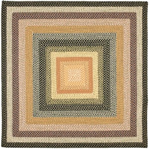 Braided Multi 4 ft. x 4 ft. Square Border Area Rug