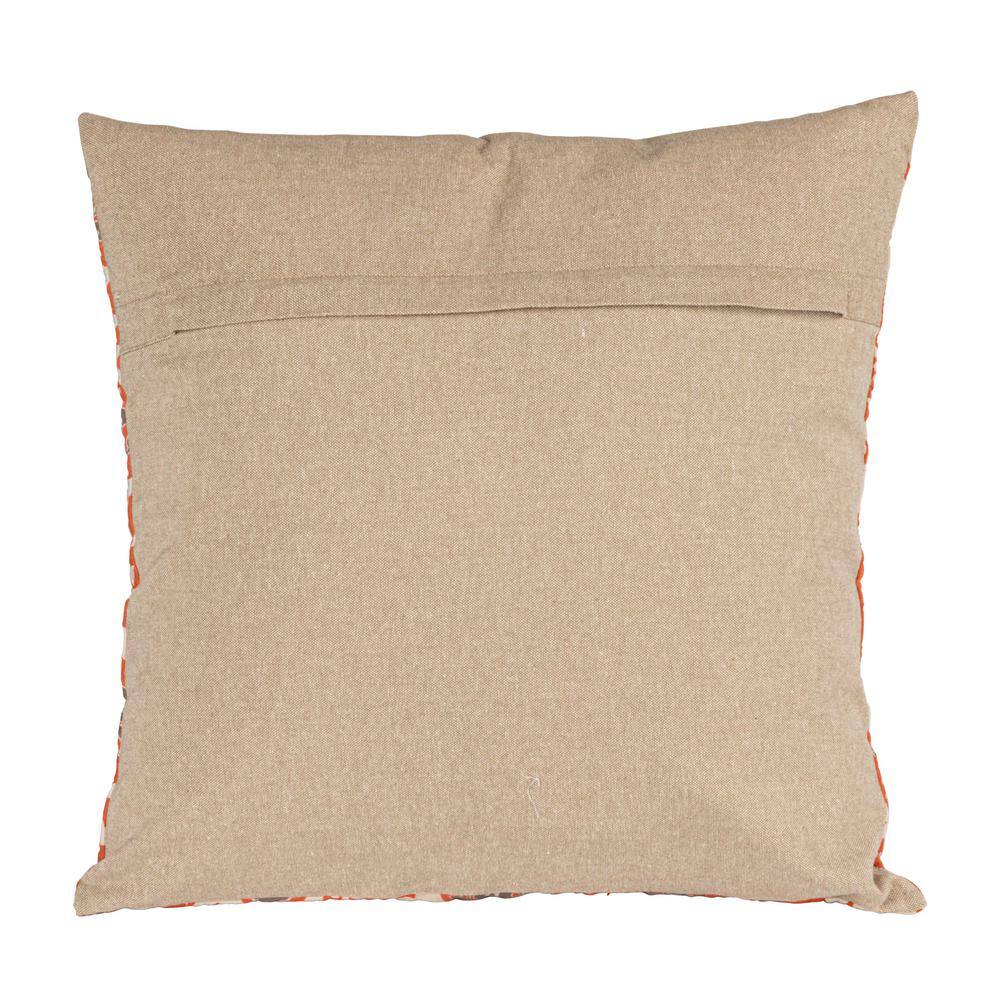 20" Square Orange and Gray Cotton Voile Throw Pillow