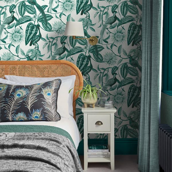 Amherst Garden Teal Blue Wallpaper