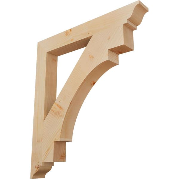 Ekena Millwork 3.5 in. x 36 in. x 32 in. Douglas Fir Merced Traditional Smooth Bracket