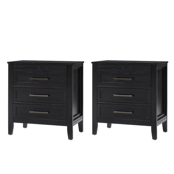 JAYDEN CREATION Teodoro Black 28 in. W Transitional 3-Drawer