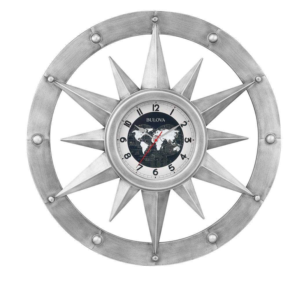 The Norseman Oversized 26.5 in. wall clock in a Gray 3-dimensional metal case, raised center spokes -  Bulova, C3395