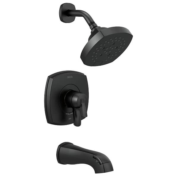 Delta Stryke 1-Handle Wall Mount 5-Spray Tub and Shower Faucet Trim Kit in Matte Black (Valve Not Included)