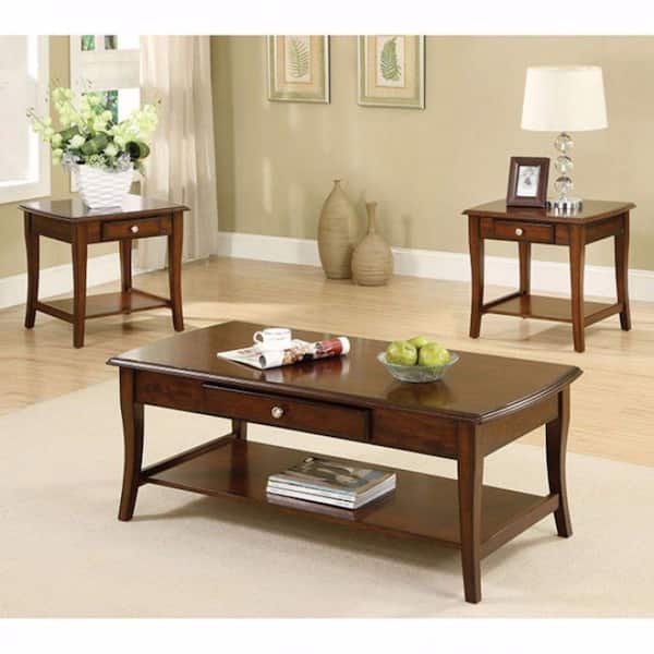 H Brown 1 Coffee Table And 2 End Tables, 2 Piece Coffee Table Set B M