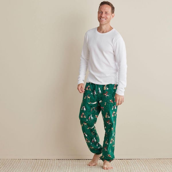 Company Cotton Family Flannel Sleep And Access Men's Large Green Multi Pajama Set