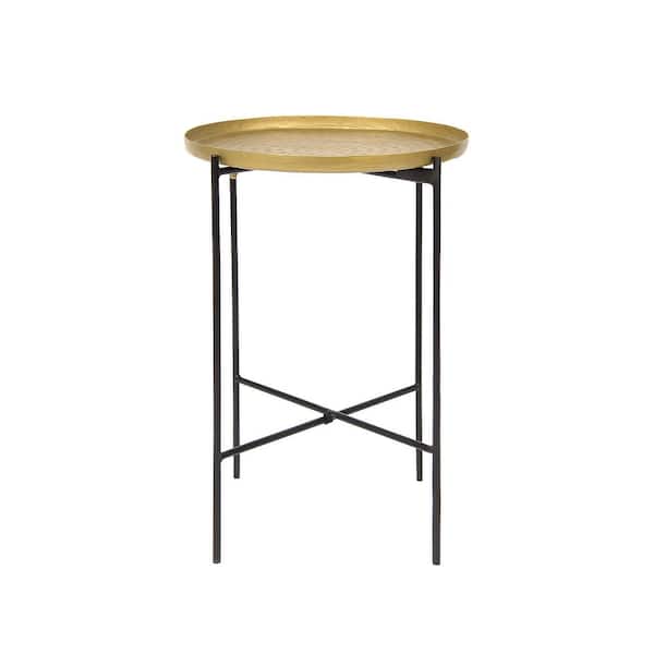 Best Home Fashion 22 in. Modern Hammered Brass Finish Accent Table
