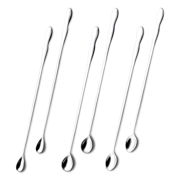 6-Piece Stainless Steel Long Handle Iced Tea Spoons 12.6 in. Cocktail Mixing Stirrers Dessert Spoons Bar