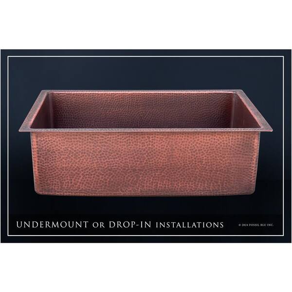 Fossil Blu Luxury 30 in. Drop-In or Undermount Single Bowl 12