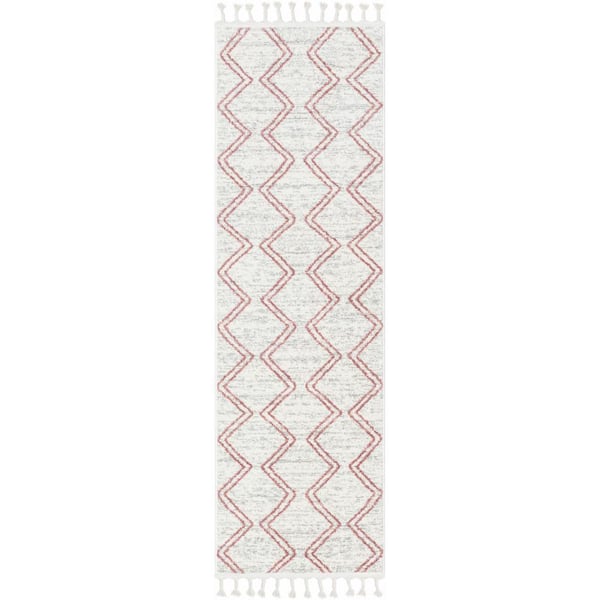 Kennedy Reeve Modern Chevron Kids Pink Ivory 2 ft. 3 in. x 7 ft. 3 in. Runner Area Rug
