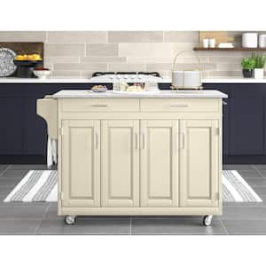 Create-a-Cart White Kitchen Cart with Salt and Pepper Granite Top