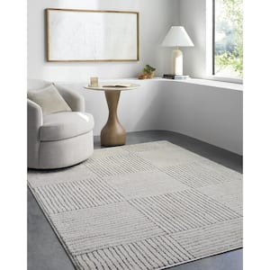 Galey Alix x Livabliss Architect I Modern Geometric Area Rug, 6'7 in. x 9' (7' x 9'), Ivory/Black