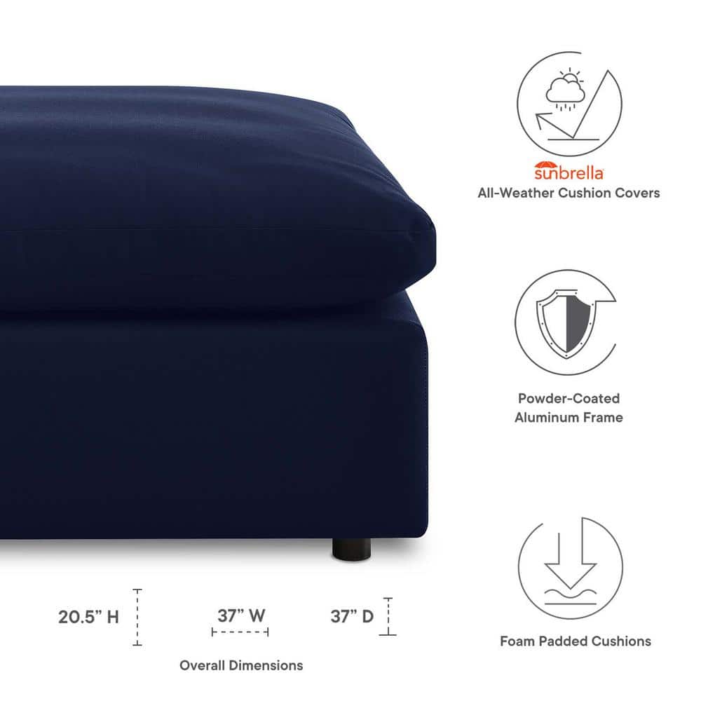 Commix Navy Blue Sunbrella Fabric Outdoor Ottoman