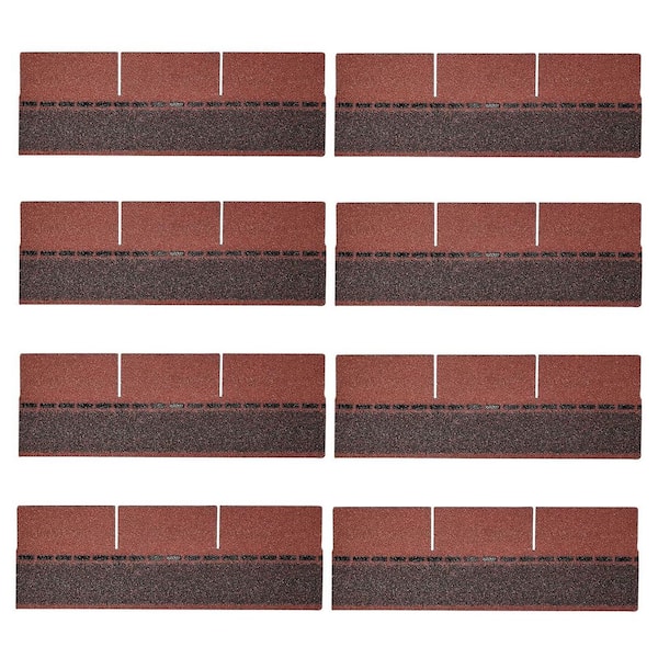 39.4 in. x 13.1 in. 3-Tab Shingles Asphalt Tile for Shed Garage Protection and Repair, Red (8-Pack)