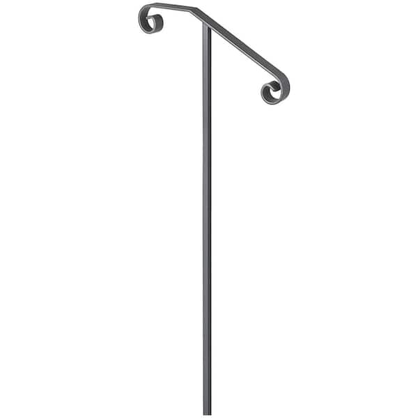 VEVOR Single Post Handrail Wrought Iron Post Fits 1 or 2 Steps Handrails for Outdoor Steps, Gray