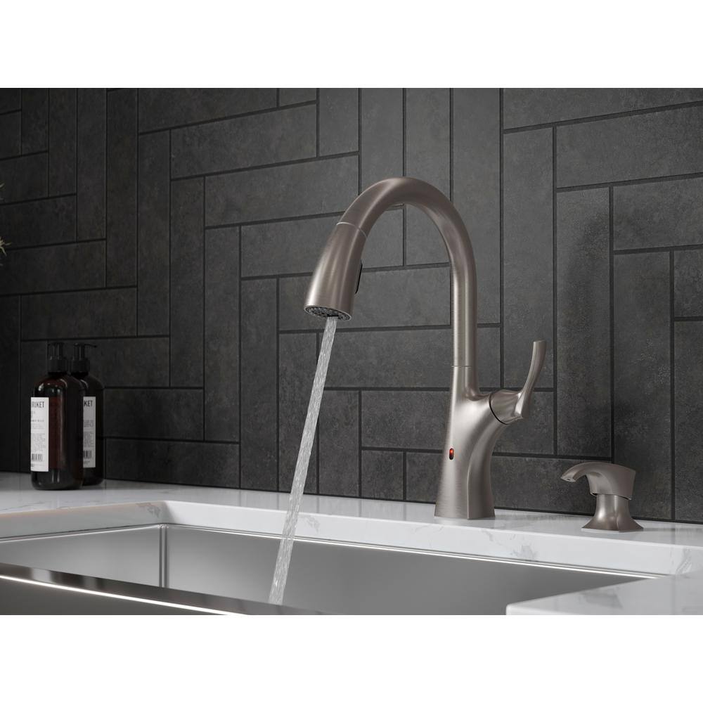 Spot Defense Stainless Steel Touchless Pull Down Kitchen Faucet with Soap Dispenser