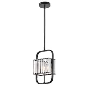 Glimmer 1-Light Glam Matte Black and Brushed Nickel Finish Mini Pendant with Colonial Crystals