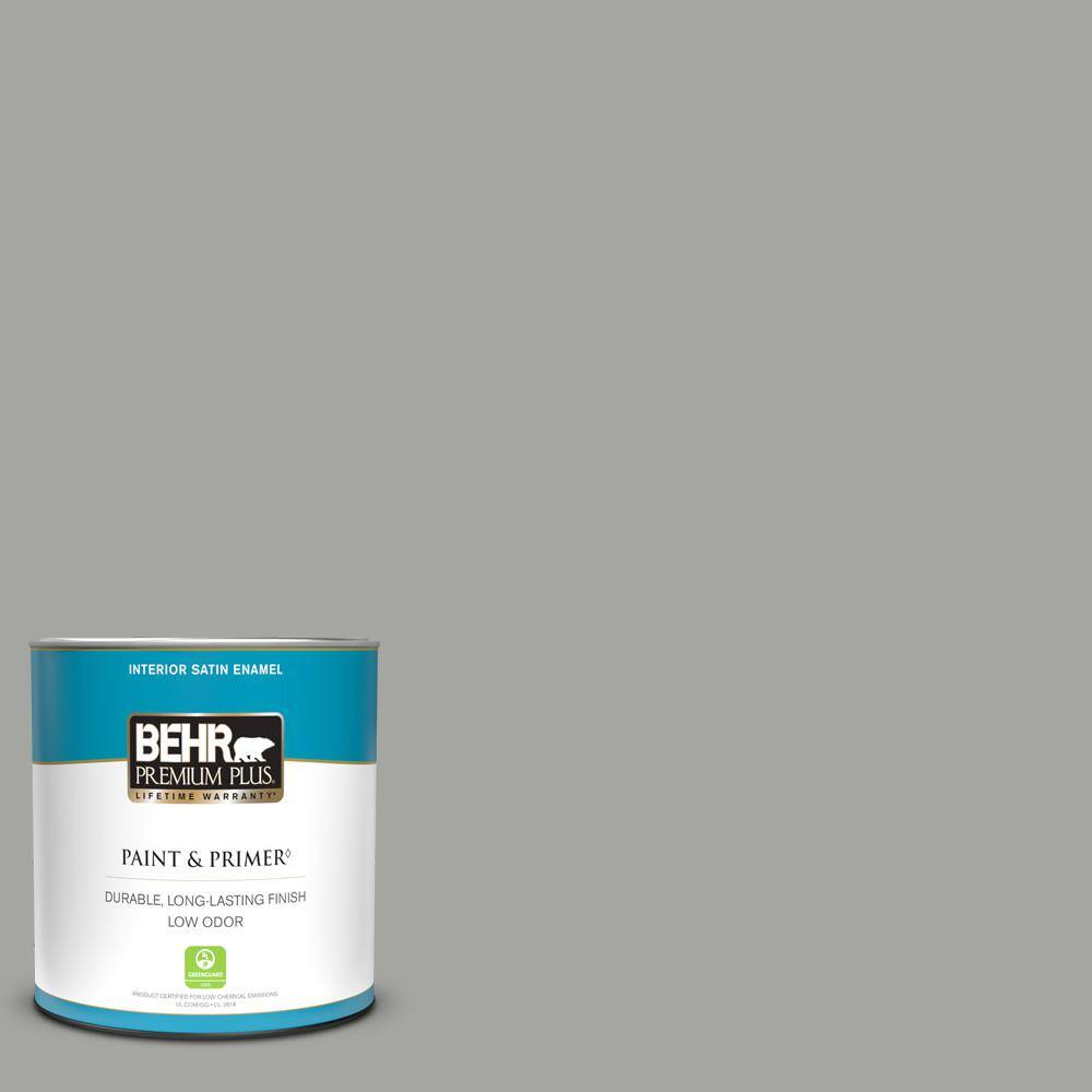 BEHR PREMIUM PLUS 1 qt. PPU2418 Great Graphite Satin Enamel Low Odor