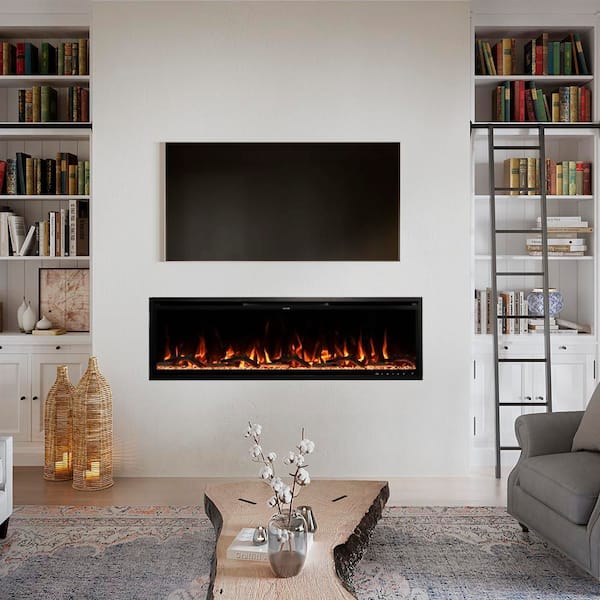 Aerus 60 in. Wall-Mounted Smart Electric Fireplace Heater with Multi-Color Flames, Remote, 5000 BTU, Wi-Fi Control