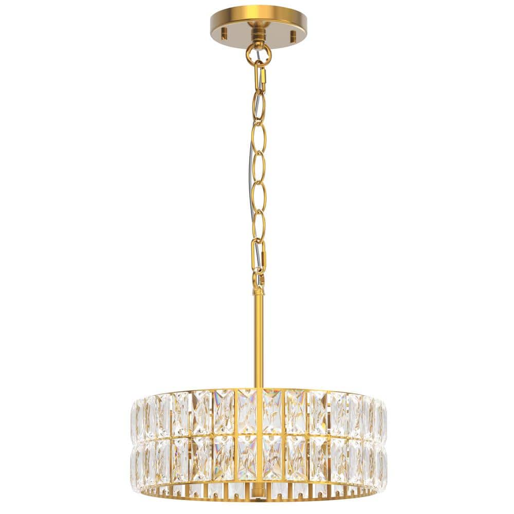 Briignite 12 in. Gold 4-Light Crystal Pendant Chandelier, Semi Flush Mount  Ceiling Light LED for Kitchen Island, Foyer HR-ZX17301CGD-1AP2 - The Home  