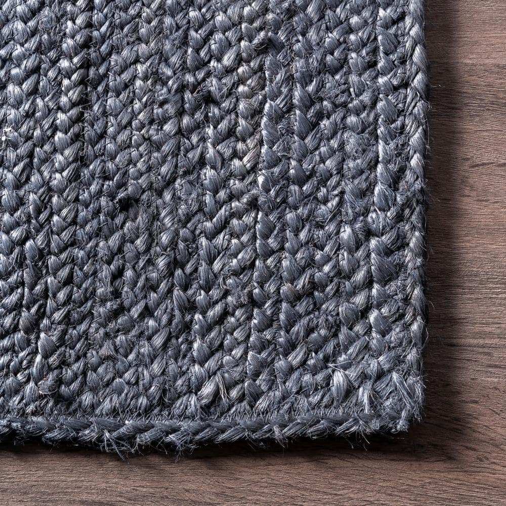 Handcrafted Navy Braided Jute Area Rug - Easy Care 73"x7"