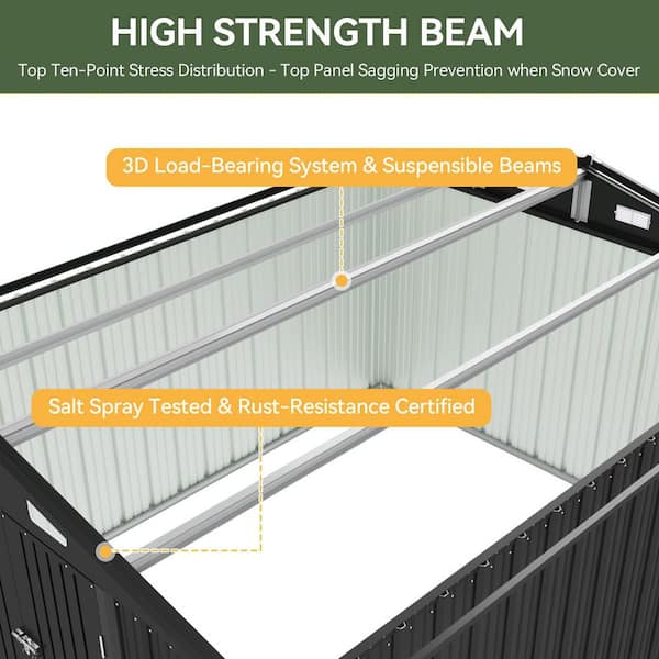 Sizzim 10 ft. W x 12 ft. D Outdoor Metal Shed with Double Door