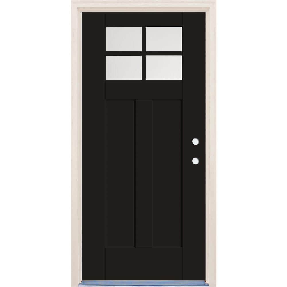 36 in. x 80 in. Left-Hand 4-Lite Clear Glass Onyx Painted Fiberglass Prehung Front Door with 4-9/16 in. Frame price history on PriceWatchPro