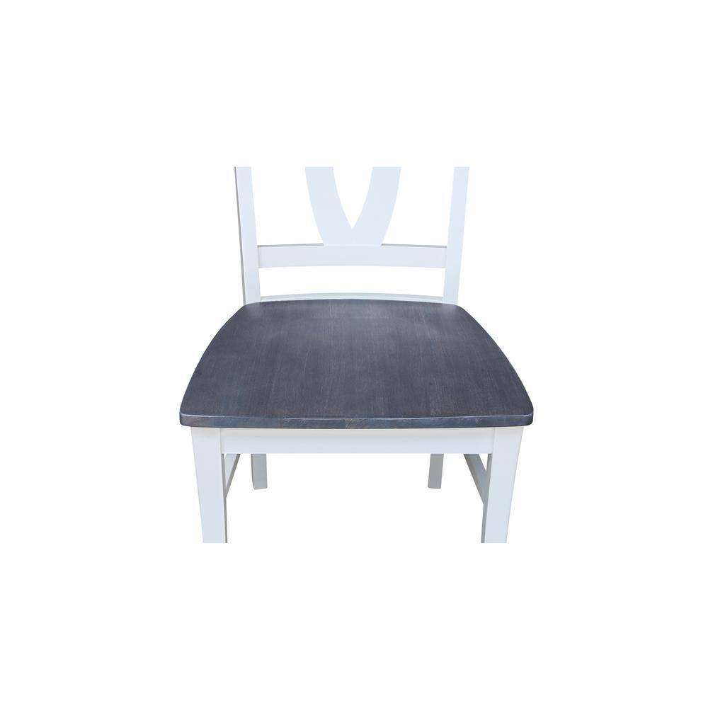 Heather Gray and White Solid Parawood High Side Chair
