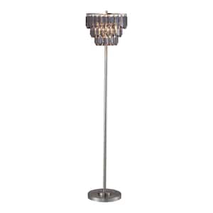 ModernAura 60.5 in. Smoke Gray Crystal Standard Floor Lamp for Living Room with Glass Shade