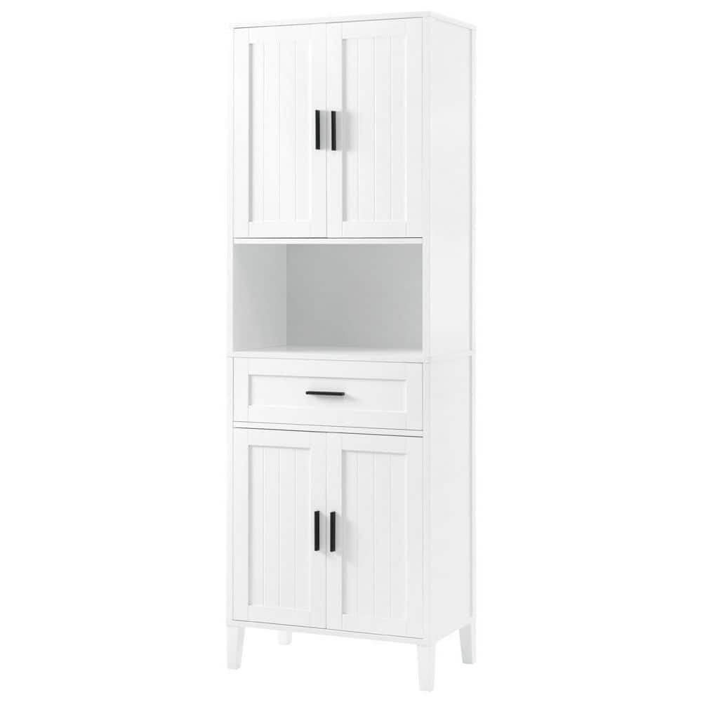 23.6 in. W x 13.8 in. D x 70.9 in. H Freestanding White Linen Cabinet Tall Bathroom Storage Cabinet, 4 Soft-Close Doors price history on PriceWatchPro