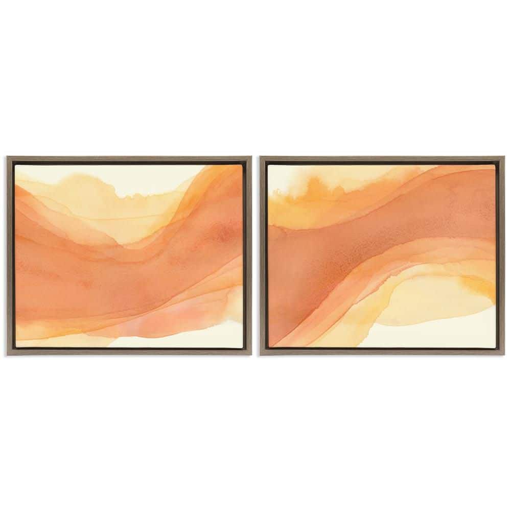 Curving Orange Waves by Grace Popp 2-Pieces Brown Floater Frame Abstract Graphic Art Print 25 in. x 31 in. price history on PriceWatchPro