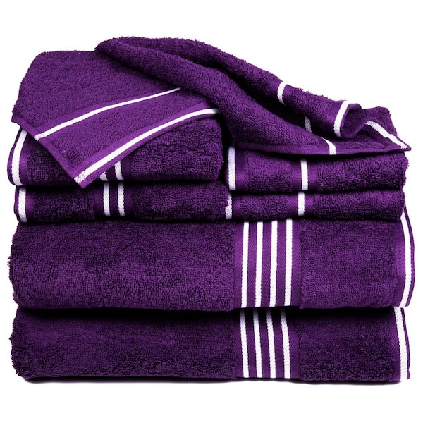 8-Piece Eggplant Rio 100% Cotton Bath Towel Set