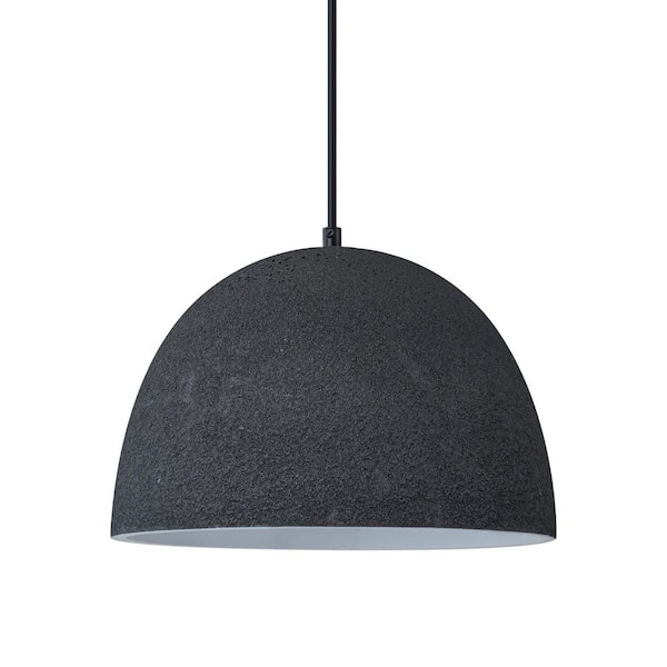 ZYZWMB 12.2 in. 1-Light Black Dome Ceramic Pendant Light for