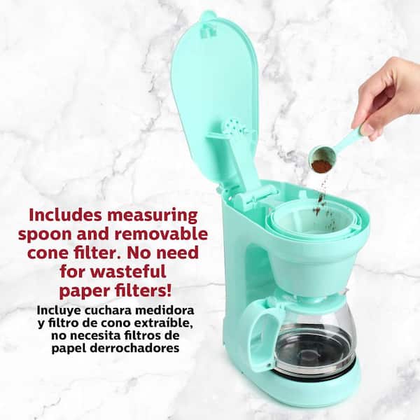 Holstein Housewares 5CUP Coffee Maker - Space-Saving Design, Auto Pause and  Serve, and Removable Filter Basket for Fresh and Rich-Tasting Coffee - MINT  