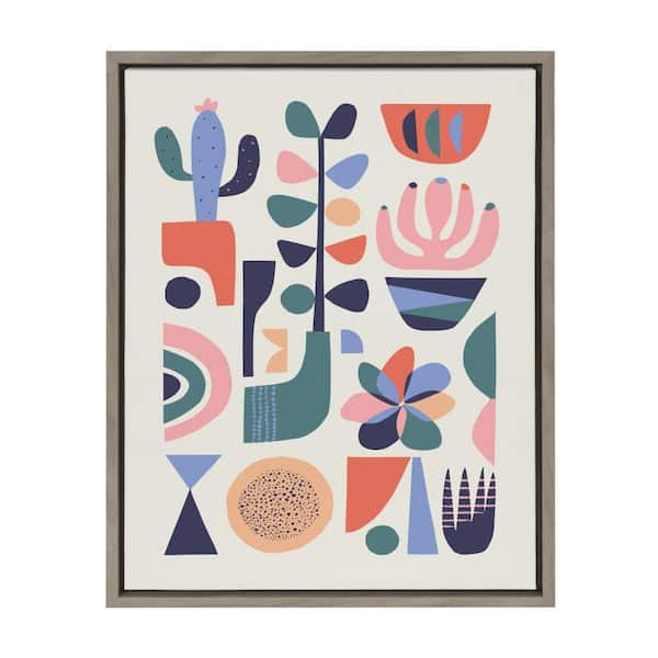 Kate and Laurel Sylvie "Mid Century Succulents" by Rachel Lee of My Dream Wall 24 in. x 18 in. Plant Framed Canvas Wall Art