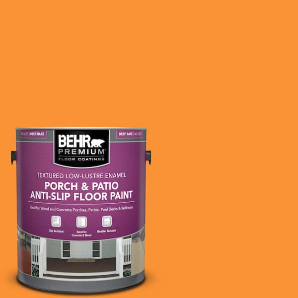 BEHR PREMIUM 1 gal. #P240-7 Joyful Orange Textured Low-Lustre Enamel Interior/Exterior Porch and Patio Anti-Slip Floor Paint