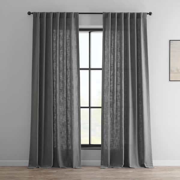 Exclusive Fabrics & Furnishings Pewter Grey Solid Rod Pocket Light Filtering Curtain - 50 in. W x 108 in. L (1 Panel)