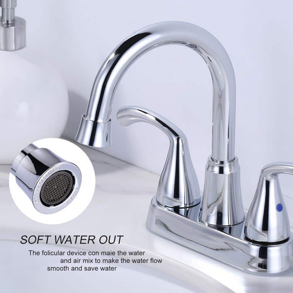 Polished Chrome Double Handle High Arc Bathroom Faucet