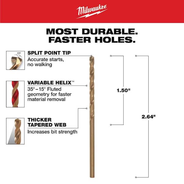 Milwaukee 7/64 in. Cobalt Red Helix Twist Drill Bit 48-89-2304